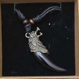 Black and Gold Wolf Pendant Necklace